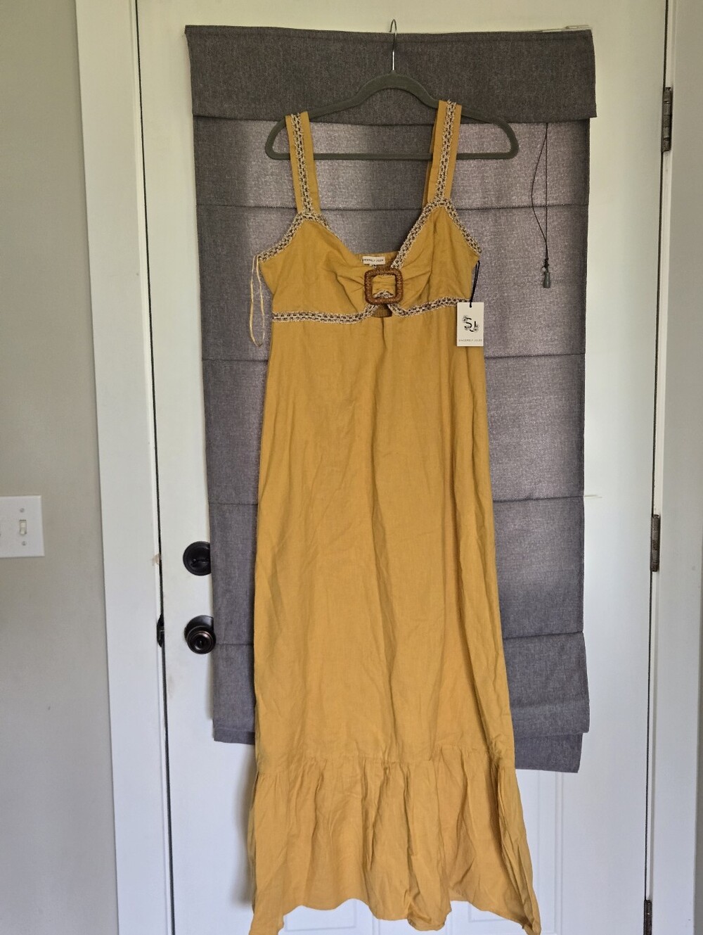 Sincerely Jules Mustard Gold Maxi Dress Size XL Cotton/linen